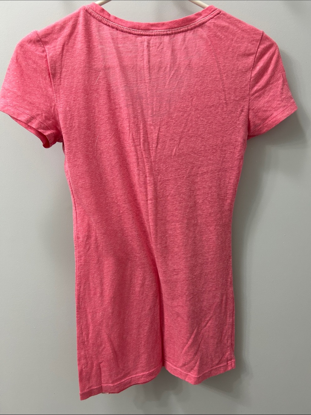 Victoria's Secret Pink Heathered V-Neck Short Sleeve Tee - Hot Pink Size xs - Picture 3 of 3